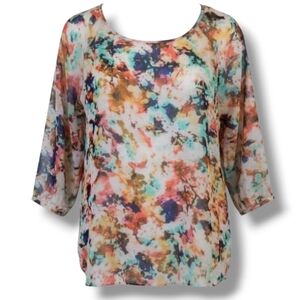 A New Approach Petite Multicolor Semi-Sheer Blouse – Size Small